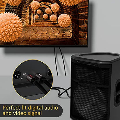 RCA to 1/4" Cable 25FT, Dual 1/4 inch TS to Dual RCA Stereo Audio Interconnect Cord, 23AWG, 2 x 6.35mm Quarter to 2 RCA Male Cable, for AV Receiver, Speaker, Home Audio, Amplifier, with 5 Cable Ties - size: 25 Feet