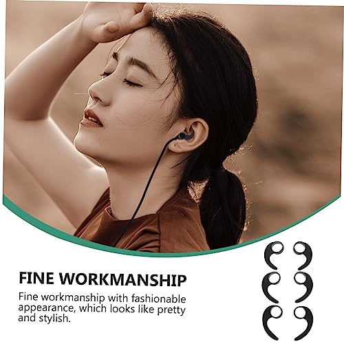 NUOBESTY 6Pcs Silicone Earphone Clip Hooks for Earbuds Slip Protective Earhooks Outdoor Sports Ear Wings in Black Large Medium Small Comfortable and Design
