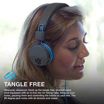 JLab Neon on-Ear Wired Headphones with 40mm Drivers, Graphite/Blue - color: Graphite/ Blue, size: Wired