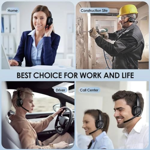 Sindoo JH-101 On-Ear Trucker Bluetooth Headset (AI Noise Cancelling) Microphone, Lightweight,Wireless Headset for Work PC/Computer/Laptop/Work from Home/Office/Call Center/Teams/Zoom/Truckr