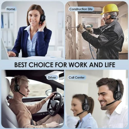 Sindoo JH-101 On-Ear Trucker Bluetooth Headset (AI Noise Cancelling) Microphone, Lightweight,Wireless Headset for Work PC/Computer/Laptop/Work from Home/Office/Call Center/Teams/Zoom/Truckr