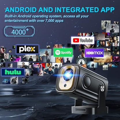 Projector [Auto Focus & Native 1080P & Built-in Apps] Mini Portable Projector 1080P, 4K Full HD with WiFi 6 & Bluetooth 5.4, Auto Focus & Keystone, 270° Rotatable, Compatible with Phone/HDMI/USB,Black - color: Obsidian Black