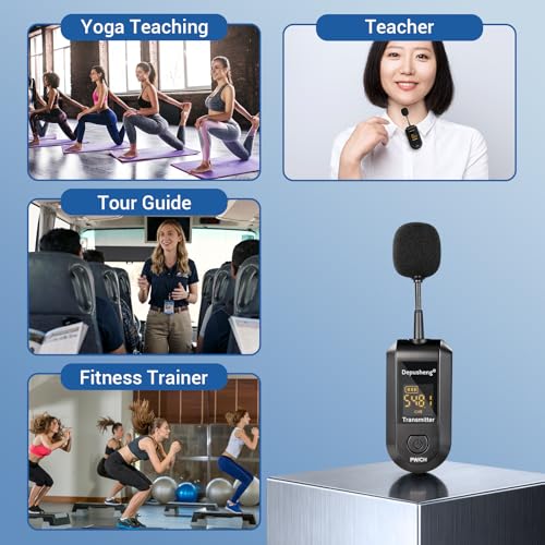 Depusheng 2.4G Wireless Microphone Headset,Lavalier and Handheld Mic 160ft Range,with 1/8''&1/4'' Plug for PA System,Voice Amplifier (lavalier Microphone) - size: lavalier microphone