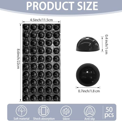 50pcs Adhesive Isolation Feet 0.7inch Silicone Hemisphere Sound Dampening Bumper Pads,for Speakers, Electronics,Computer,Cabinet Doors,Picture Frames,Drawer