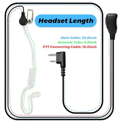 SAMCOM SM008 Walkie-Talkie 2 Pin Plug Acoustic Tube Earpiece Mic (10 Pack) | Security Radio Earpieces for FPCN30A, FPCN10A, FPCN20A Two-Way Radios, Compatible with Baofeng Kenwood 2 Way Radio - size: 10 Pcs SM008 Airtube Earpiece