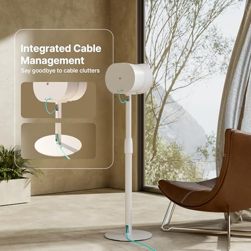 26.9"-42" Speaker Stands Pair Compatible with Sonos Era 100 and 300, 1 Pack | Height-Adjustable from 26.9"-42", Cable Management, 11lbs Capacity, White, 1 Pack - size: 1 Pack