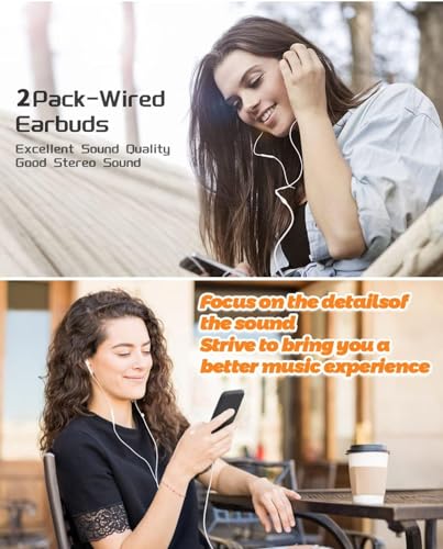 2 Pack USB C Headphone for Samsung S23 FE S22 S21 S20 A53 A54 Wired Earbuds in-Ear Type C Earphone with Microphone Volume Control Bass Stereo Fits Most Android.
