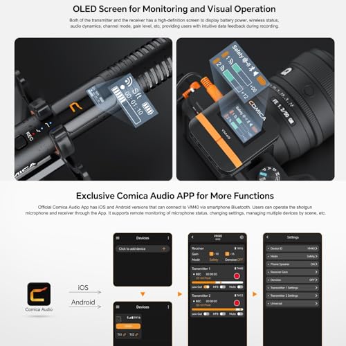 comica VM40 Combo Wireless Shotgun Microphone,2.4G Super Cardioid Polar Pattern,48kHz/32-bit Float Recording,Wired/Wireless Dual Modes,32G On-Board Recording Mic(VM 30 Upgraded Version) - size: Comica CVM-VM40 Combo