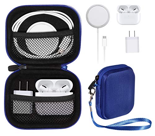 All-in-One Case for iPhone MagSafe Charger & Battery Pack, Storage for Accessories/Power Adapter/Charge Cable/Docks, Compatible with AirPods 4/ Pro 3/2/ 1 - color: Blue