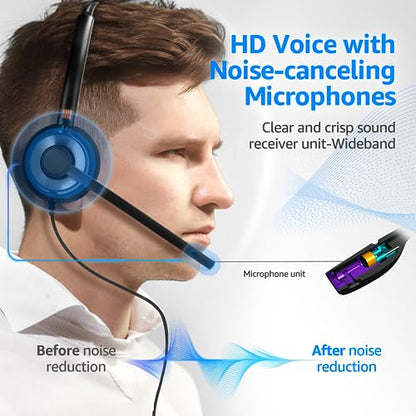 IPD IPH-160 Phone Headset with Noise Cancelling Microphone for Office and Call Center- Comapatible with Polycom VVX, Aastra,Avaya Digital, Nortel,Samsung,Mitel landline Phones. | Office and Call Center, Compatible with Polycom VVX, Aastra, Avaya Digital,