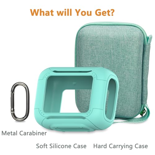 Protective Case for JBL Go 5 Portable Bluetooth Speaker | Accessories Hard Carrying Case and Silicone Cover with Metal Carabiner (Teal Case) - color: Teal Case