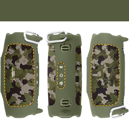 khanka Silicone Case for JBL Charge 6 Waterproof Speaker,Military Green | EVA Hard Shell, Carabiner Clip Attachment, Travel-Ready Portable Storage, Impact Resistant Protection, Secure Custom Fit - color: Military Green