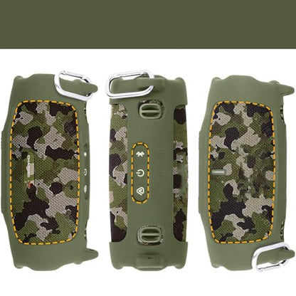 khanka Silicone Case for JBL Charge 6 Waterproof Speaker,Military Green | EVA Hard Shell, Carabiner Clip Attachment, Travel-Ready Portable Storage, Impact Resistant Protection, Secure Custom Fit - color: Military Green