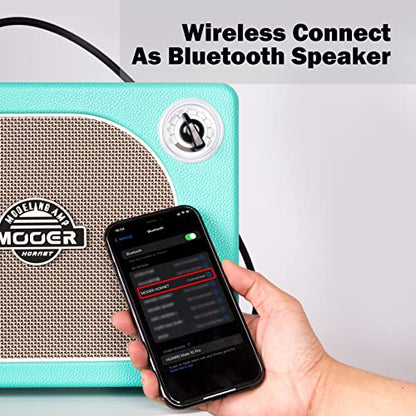 MOOER Guitar Amplifier Combo 15W, Practice Amp with 9 Digital Amp Models, 6.5" Speaker, Bluetooth, Headphone Output, for Electric/Acoustic Guitar and Bass - Hornet Green - color: green