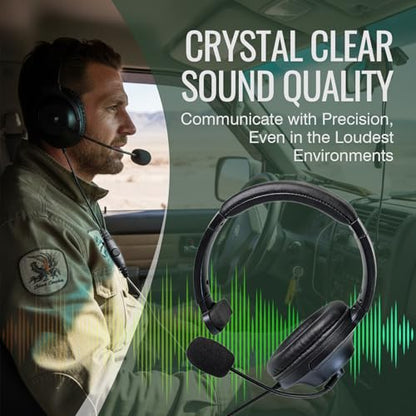 Single Side Noise Cancelling Headset Overhead Radio Headphone with Boom Mic PTT for Kenwood 2 Pin for Baofeng UV-5R AR-152 UV-82HP BF-F8HP BF-888S Archsell AR-5 Retevis RT17 RT21 RT27