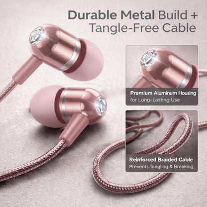 ADOOPE USB-C Wired Earbuds with Microphone, in-Ear Headphones for Android & USB-C Devices, Noise-Isolating Stereo Earphones with Inline Remote for Phone Calls, Music & Video - Pink - color: Pink