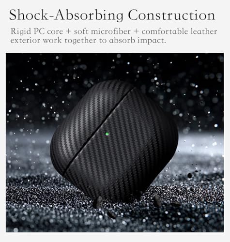 Envelop Series for AirPods 4th Generation Leather Case Cover - Black | Hand-crafted Case Fully Wrapped in Top Grain Leather; Carbon Fiber Finish; Soft Microfiber Inner Lining; Qi wireless charging - color: Black, size: Envelop Series