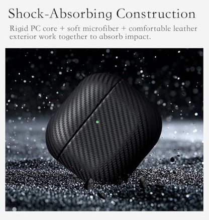 Envelop Series for AirPods 4th Generation Leather Case Cover - Black | Hand-crafted Case Fully Wrapped in Top Grain Leather; Carbon Fiber Finish; Soft Microfiber Inner Lining; Qi wireless charging - color: Black, size: Envelop Series