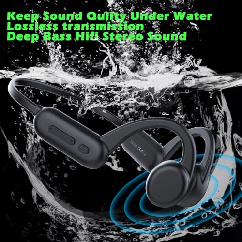 IHAO Swimming Headphones True Bone Conduction Open Ear Headset MP3 Player Built-in 32G Memory IP68 Underwater Waterproof Stereo Bluetooth Earphone for Driving Bicycling Running Skiing-X18 Black - color: X18 Black