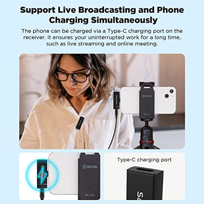 Saramonic Wireless Lavalier Microphone System For iPhone iPad 2.4Ghz Clip On Lapel Condenser Professional Mic Plug-Play For Interview Live Streaming Recording Video Vlog Youtube SR-Blink Go-D1 (TX+RX)
