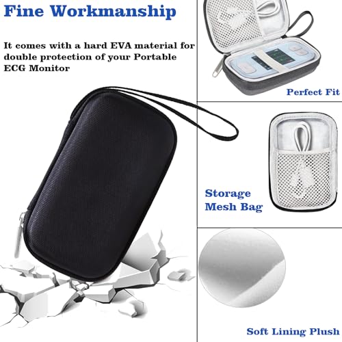 Hard Carrying Case Compatible with EMAY 6L ECG Monitor（Grey） | EMAY 6L carry case protects a portable ECG monitor with a shock-resistant shell and mesh pocket, With waterproof design - color: Black