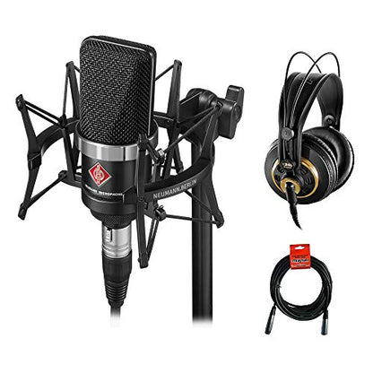 Neumann TLM-102 Studio Condenser Microphone Studio Set (Black) with AKG K 240 Studio Pro Headphones & XLR Cable Bundle