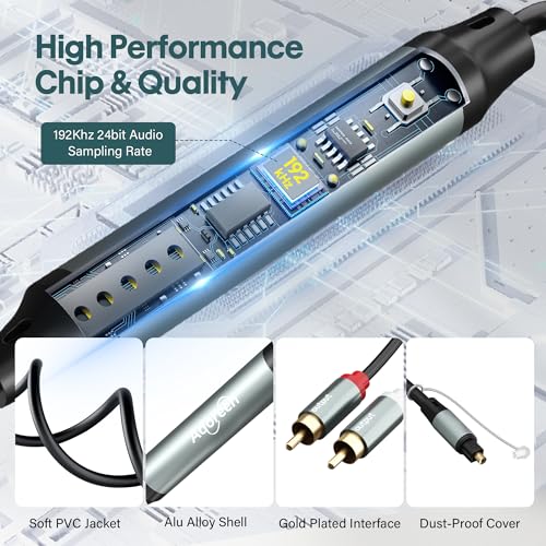 Adoreen Unidirectional SPDIF Toslink Optical Input to 2 RCA Output Adapter Cable 6 Ft, 192kHz DAC Digital to Analog Audio Converter for HDTV, DVD, Blu-Ray Players, Game Consoles-NOT RCA to Optical - size: 6FT, style: Optical to 2 RCA