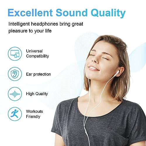 USB C 헤드폰 4팩, USB 타입 C 이어버드 HiFi 스테레오 USB C 유선 이어폰, 마이크 볼륨 컨트롤 포함, 삼성 갤럭시 S23 S22 S21 구글 픽셀 6 5 4XL/아이패드 프로와 호환 - color: 화이트.
