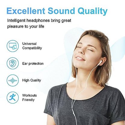 USB C 헤드폰 4팩, USB 타입 C 이어버드 HiFi 스테레오 USB C 유선 이어폰, 마이크 볼륨 컨트롤 포함, 삼성 갤럭시 S23 S22 S21 구글 픽셀 6 5 4XL/아이패드 프로와 호환 - color: 화이트.
