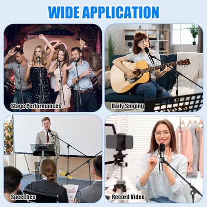 Relaxweex 4 Sets Mic Stand Adjustable Boom Arm Microphone Stand with Tripod Base Boom Microphone Stands Height Adjustable 32.7-90.5 Inch with Mic Clips 3/8"-5/8" Adapter for Singing Performance Stage