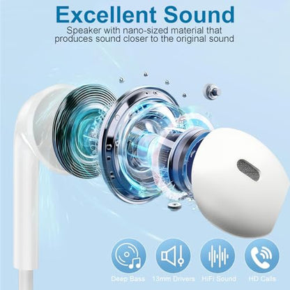 2 Pack Wired iPhone Earbuds/Wired Headphones with 3.5mm Jack Earphones | [MFi Certified] with Mic Volume Control Compatible for iPhone,iPad,iPod,Computer,MP3/4,Android Most 3.5mm Audio Devices