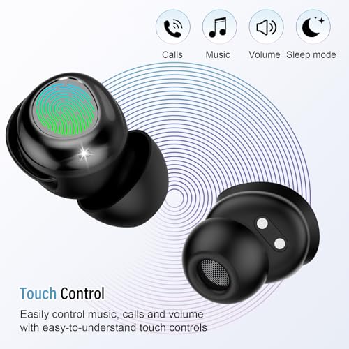 Sleep Earbuds Bluetooth 5.4 in Ear Light-Weight Headphones, Mini Sleep Headphones Small Design for Side Sleepers, 47H Playtime with Charging Case, Clear Calls Earphones, Black - color: Black