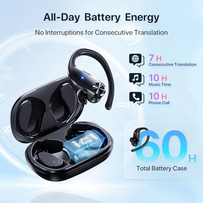 Wireless Translation Headphones, 138 Languages Real-Time Translator Earbuds, Bluetooth Hands-Free Call & Music Mode, Low Latency Portable Language Translator Earphones for Travel Business Study