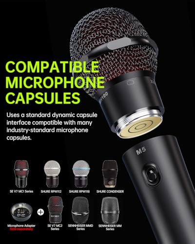 Xvive M5 Handheld Wireless Microphone System, 5.8GHz Plug-and-Play Wireless XLR Mic with Compact Receiver, Auto Channel Scan, 24-bit/48kHz Audio for Church, Live Vocals, Speakers & Events - style: M5