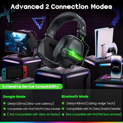WESEARY Wireless Gaming Headset for Ps5, PC, Switch, 3D Stereo Sound-50Hr