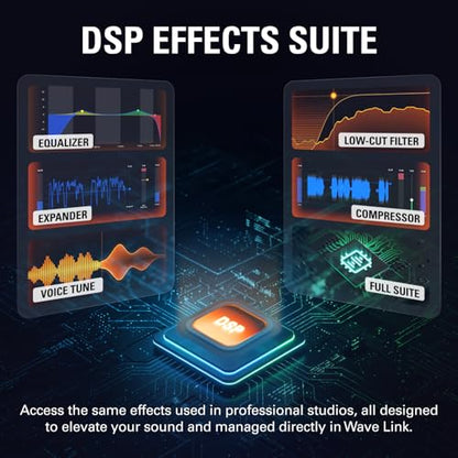 Elgato Wave:3 MK.2 USB Condenser Microphone, DSP Effects | Clipguard 2.0 protection, Auto Gain calibration, Onboard voice enhancer, compressor, EQ, Multifunction dial, USB-C - color: Black