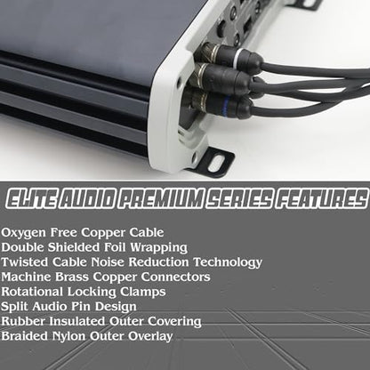 Premium Series 15ft. 6-Channel Car Audio RCA Cable – Double Shielded, Oxygen Free Copper, Noise Reducing Audio Cable for Amplifiers, Subwoofers, Speakers, and Processors – PRM615 - size: 15' (ft), style: 6-Channel