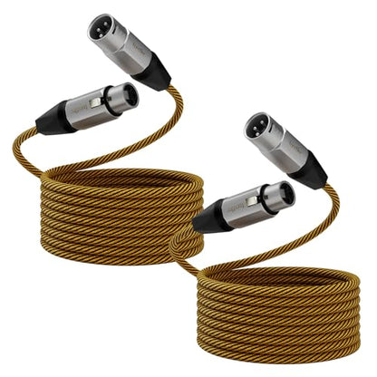2 Pack 10ft XLR Cable, Braided Balanced Microphone Cord Male to Female, 3-Pin Shielded OFC Mic Lead with Zinc Alloy Connectors for Mixer, Speaker, Studio Recording - size: 10 Feet, style: 2 Pack