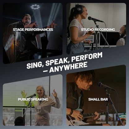 Phenyx Pro Cardioid Dynamic Wired XLR Microphone PM-25 | Wired Microphone with 16.4 ft XLR Cable, Mic Clip, Storage Bag, Handheld Mic for Singing, Stage, Studio, Karaoke, speaking