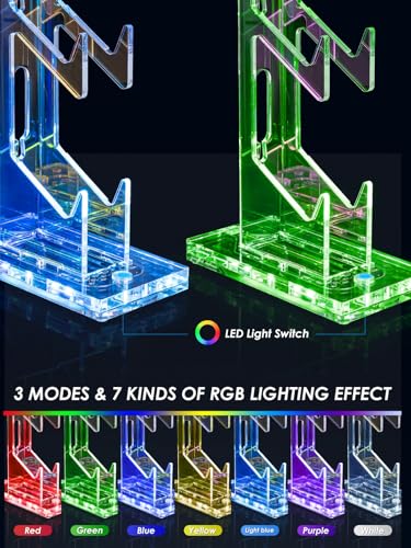 OAPRIRE Headset and Controller Stand with Lights, 3 Tier Acrylic Game Controller Holder, Controller and Headset Stand for Desktop,Universal Design Compatible with PS5/PS4/XBOX/SWITCH (Clear) - color: Clear, size: 3 Tier-Lights