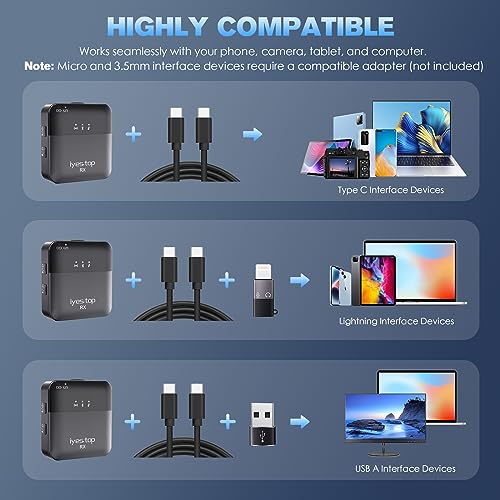Wireless Lavalier Microphone for iPhone, Android Phone, Camera with Real-Time/Audience Monitoring, Audio Ducking, Accompaniment, Reverb, Mute, Noise Cancellation - Mini Clip-on Lapel Bluetooth Mic