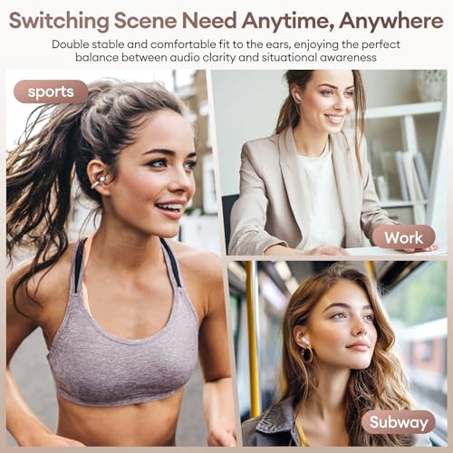 PAXA 2 in 1 Clip-on Earbuds Open Ear Headphones Bluetooth 6.0 Wireless Earbuds with in-Ear Earbuds, Ultra-long 140H Play, Auto L-R Recognition Touch Control for Work Fitness Daily Use Ctbuds Rose Gold - color: B-Rose Gold