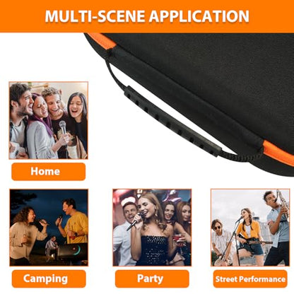 Wireless Microphone Case Compatible with JBL Wireless 2 Microphone System, Handheld Dual Mic Carrying Case, Travel Bag for Receiver, Batteries and Adapter, Karaoke - Orange (Box Only) - color: Orange