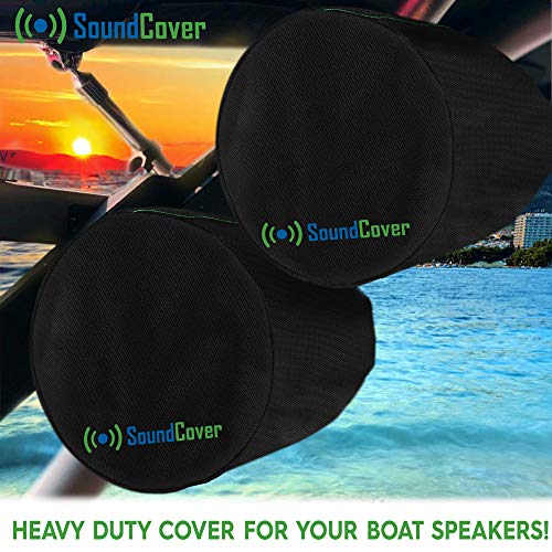 Black 600D Marine Wake Tower Speaker Covers – Large (H 14" × W 14" × D 12.8") – Weather-Resistant Covers for Marine & ATV Speakers - color: Black, size: LARGE
