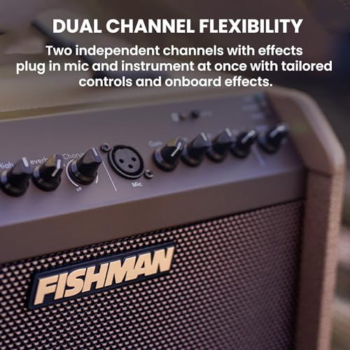 Fishman Loudbox Mini Charge Battery-Powered 60-Watt Acoustic Guitar Combo Amplifier Bundle with Gearlux XLR Cable, Instrument Cable, and Austin Bazaar Polishing Cloth - size: Mini Charge 60W