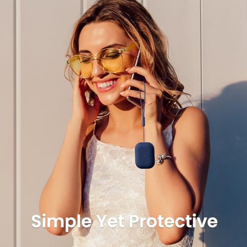 ORNARTO for AirPods Pro 2 Case, Hybrid Silicone, Dark Blue | Hybrid Silicone Rubber, Front LED Visible, Wireless Charging, Skin-Friendly Soft Touch, Anti-Scratch, Detachable Lanyard - color: Dark Blue