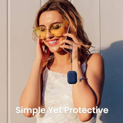 ORNARTO for AirPods Pro 2 Case, Hybrid Silicone, Dark Blue | Hybrid Silicone Rubber, Front LED Visible, Wireless Charging, Skin-Friendly Soft Touch, Anti-Scratch, Detachable Lanyard - color: Dark Blue