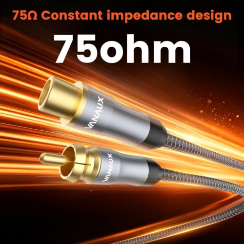 VANAUX Subwoofer Extension Cable,Male to Female Coaxial Cable,RCA Digital Audio Cord 75 ohm Gold-Plated with Braided Jacket for Home Theater,TV,Amplifier, Speaker(3.2ft/1m) - size: 3.2ft/1m, style: Male to Female-Grey