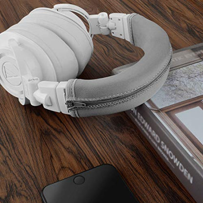 Geekria Flex Fabric Headband Cover Compatible with ATH M50x/ M50xBT/ M50xPB/ M50xWH/ M50xBB/ M50xBT2/ M50x ENSO/ M50XSTS-USBMIKU Headphones, Replacement Repair Part (Grey) - color: Grey