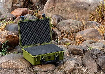 MEIJIA All Weather IP67 Waterproof Hard Camera Case,Hard Protective Case,Hard Case with Customizable Foam,Fit Use of Drones,Camera,Equipments,Pistols(Green,15.98x12.99x6.85inches) - color: Green, size: 15.98x12.99x6.85inches
